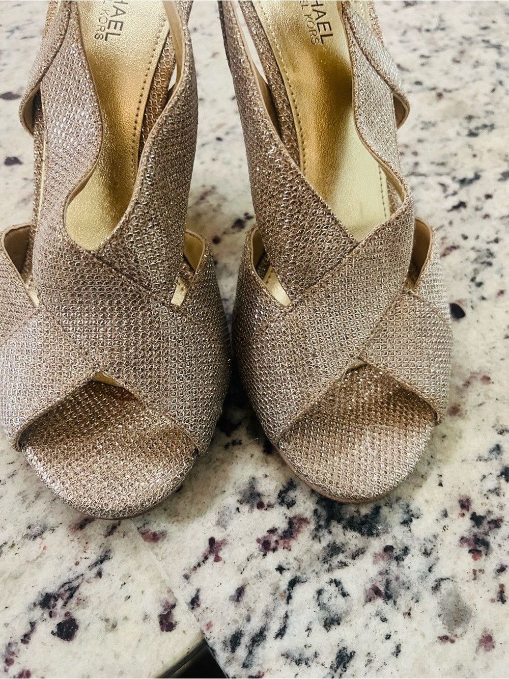 Michael Kors, Betty gold glitter sling back sandal- Size 6